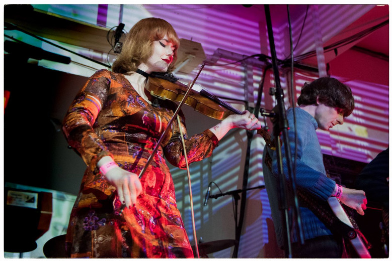 Leanne Roberts (Violin) and Joseph Colkett (Bass) of London based MASS DATURA at Liverpool International Festival Of Psychedelia © Clemens Mitscher Rock & Roll Fine Arts