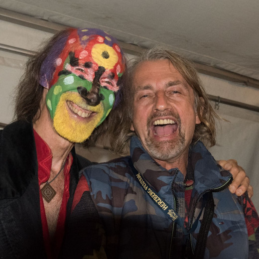 The "god of hellfire" Arthur Brown with me backstage at Burg Herzberg Festival 2015 ...and I shouted "Fire, I'll take you to burn"