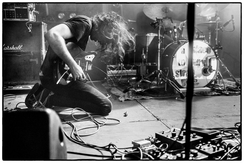 Oliver Ackermann of A Place To Bury Strangers playing on his just smashed guitar at Liverpool International Festival Of Psychedelia © Clemens Mitscher Rock & Roll Fine Arts